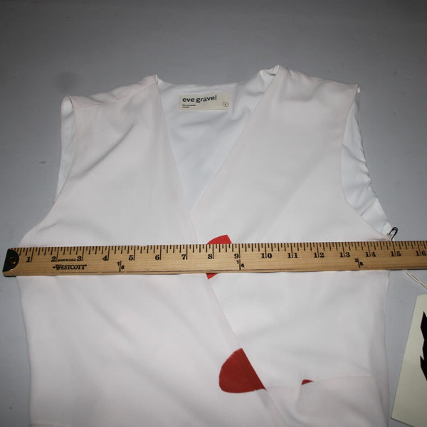 Eve Gravel NEW $204 Sz S Cream Red Wrap Lined 100% Polyester Sun Dress