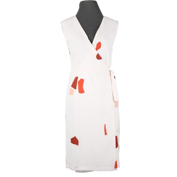 Eve Gravel NEW $204 Sz S Cream Red Wrap Lined 100% Polyester Sun Dress