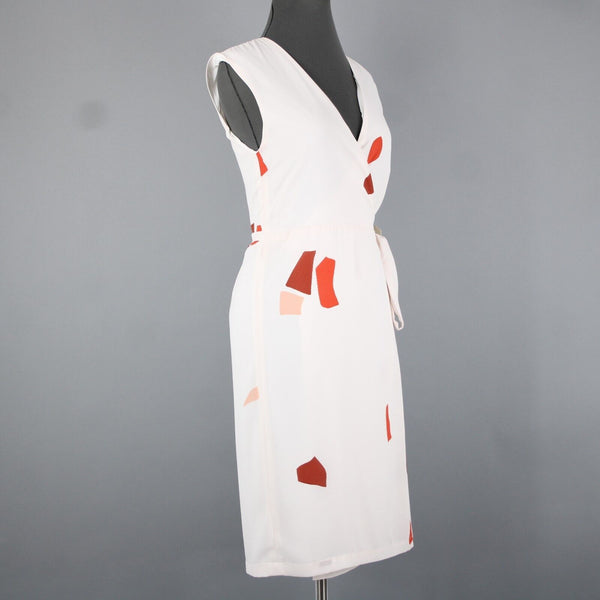 Eve Gravel NEW $204 Sz S Cream Red Wrap Lined 100% Polyester Sun Dress