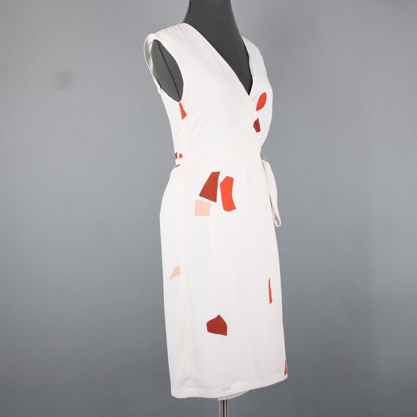 Eve Gravel NEW $204 Sz S Cream Red Wrap Lined 100% Polyester Sun Dress