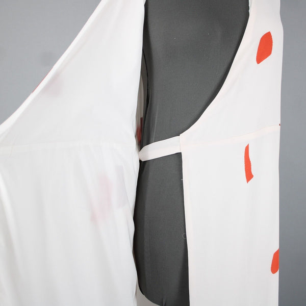 Eve Gravel NEW $204 Sz S Cream Red Wrap Lined 100% Polyester Sun Dress