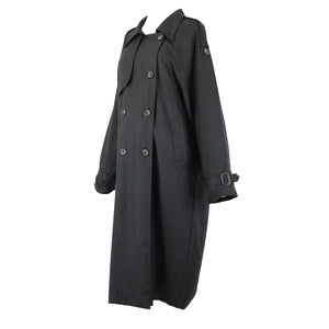 Stella Sz S/M Black Pockets Lined Collared Buttons 100% Polyester No Belt Coat