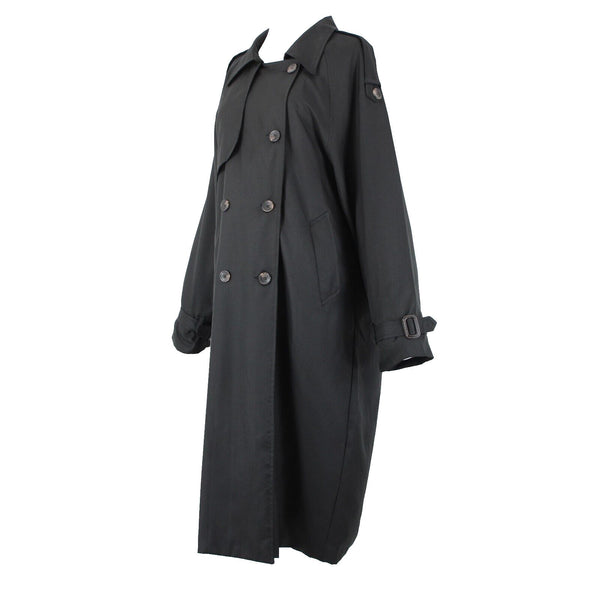Stella Sz S/M Black Pockets Lined Collared Buttons 100% Polyester No Belt Coat