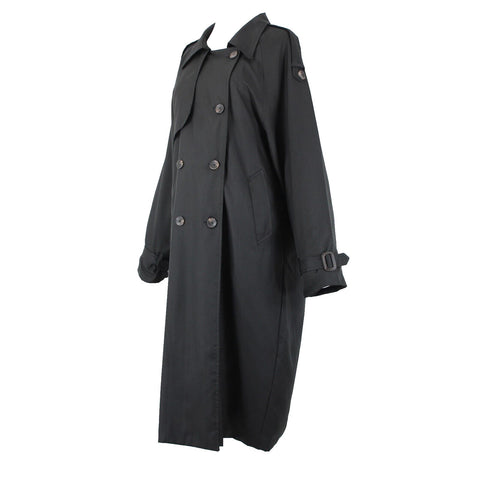 Stella Sz S/M Black Pockets Lined Collared Buttons 100% Polyester No Belt Coat