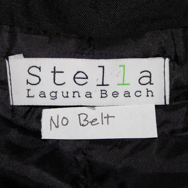 Stella Sz S/M Black Pockets Lined Collared Buttons 100% Polyester No Belt Coat