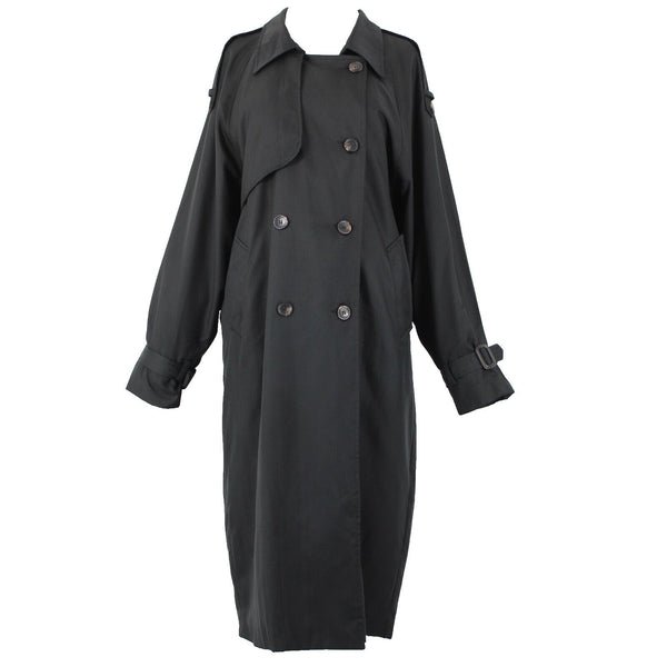 Stella Sz S/M Black Pockets Lined Collared Buttons 100% Polyester No Belt Coat