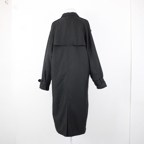 Stella Sz S/M Black Pockets Lined Collared Buttons 100% Polyester No Belt Coat