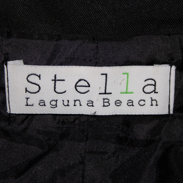 Stella Sz S/M Black Pockets Lined Collared Buttons 100% Polyester No Belt Coat