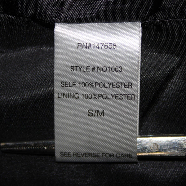 Stella Sz S/M Black Pockets Lined Collared Buttons 100% Polyester No Belt Coat