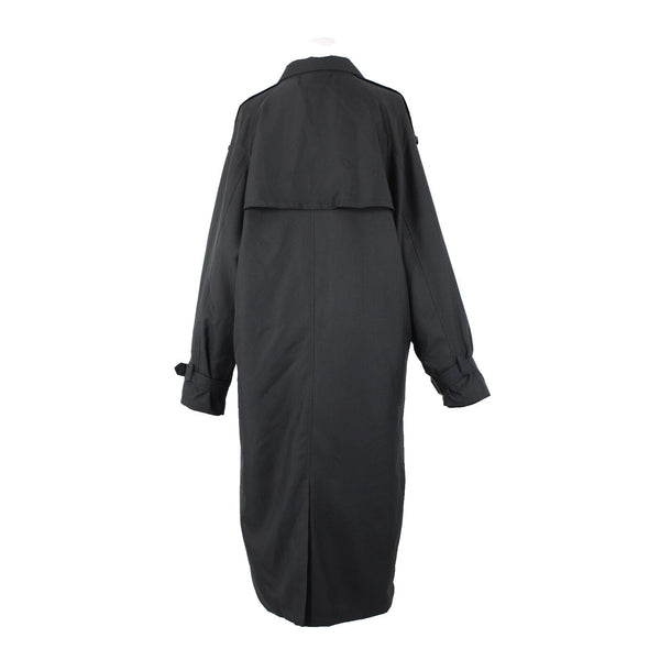 Stella Sz S/M Black Pockets Lined Collared Buttons 100% Polyester No Belt Coat