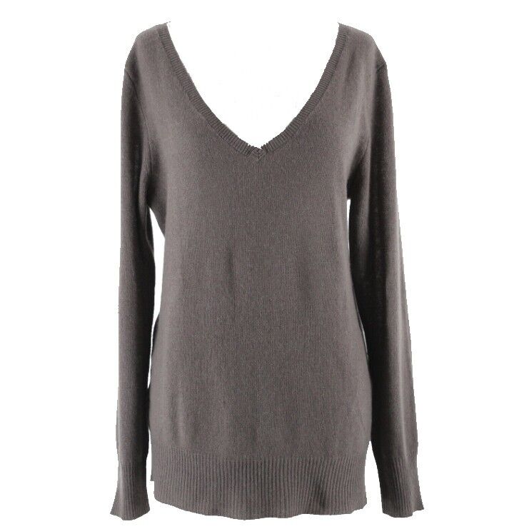 360 Cashmere NEW $219 Sz S Taupe Double V Back Bar 100% Cashmere Sweater \\