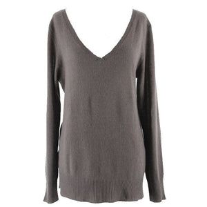 360 Cashmere NEW $219 Sz S Taupe Double V Back Bar 100% Cashmere Sweater \\