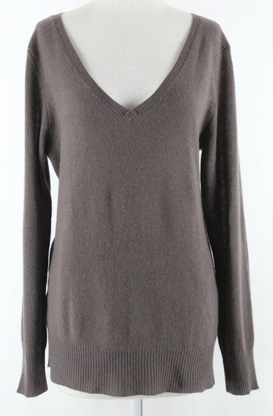 360 Cashmere NEW $219 Sz S Taupe Double V Back Bar 100% Cashmere Sweater \\