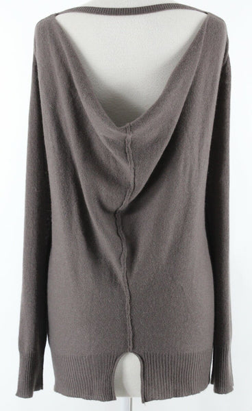 360 Cashmere NEW $219 Sz S Taupe Double V Back Bar 100% Cashmere Sweater \\
