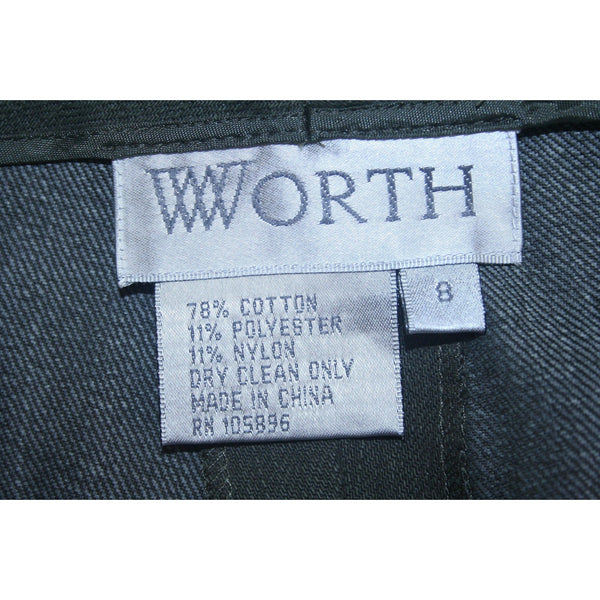 Worth NEW Sz 8 x 34"  Olive Green Flat Front Zip Pocket Cotton Blend Pant