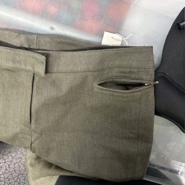 Worth NEW Sz 8 x 34"  Olive Green Flat Front Zip Pocket Cotton Blend Pant