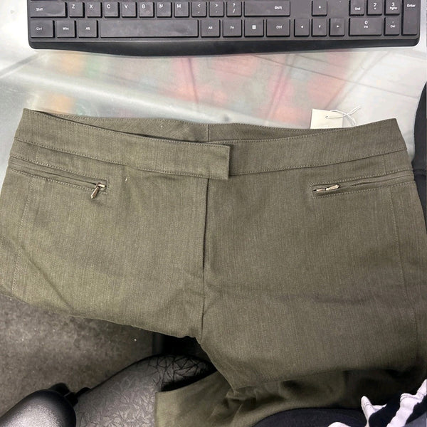 Worth NEW Sz 8 x 34"  Olive Green Flat Front Zip Pocket Cotton Blend Pant
