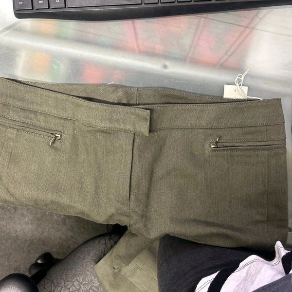 Worth NEW Sz 8 x 34"  Olive Green Flat Front Zip Pocket Cotton Blend Pant