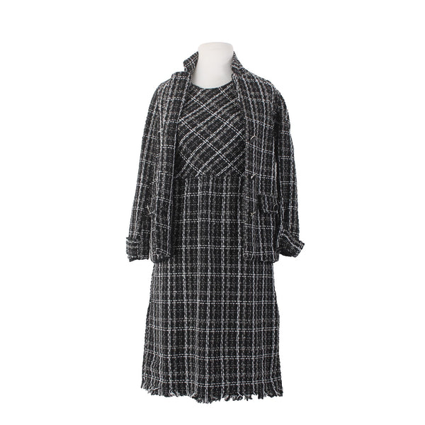 NY Collection Dress Suit Sz S Black White Silver 2 Piece Polyester Cotton Dress