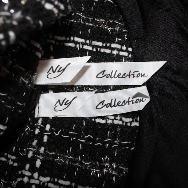 NY Collection Dress Suit Sz S Black White Silver 2 Piece Polyester Cotton Dress