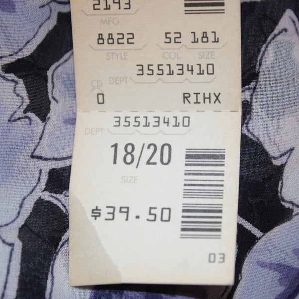 Avenue Top NEW $40 Sz 18/20 Purple White Collared 3/4 Sleeve 100% Polyester Top