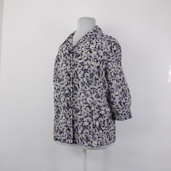 Avenue Top NEW $40 Sz 18/20 Purple White Collared 3/4 Sleeve 100% Polyester Top