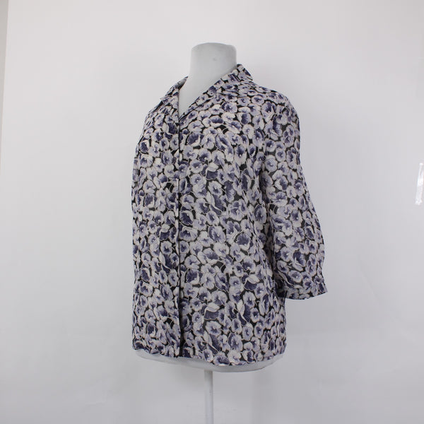 Avenue Top NEW $40 Sz 18/20 Purple White Collared 3/4 Sleeve 100% Polyester Top