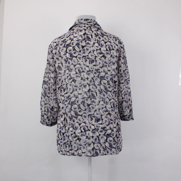 Avenue Top NEW $40 Sz 18/20 Purple White Collared 3/4 Sleeve 100% Polyester Top