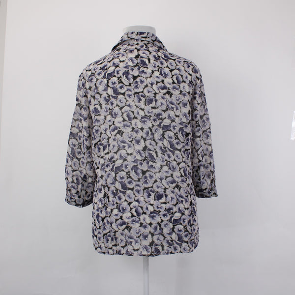 Avenue Top NEW $40 Sz 18/20 Purple White Collared 3/4 Sleeve 100% Polyester Top