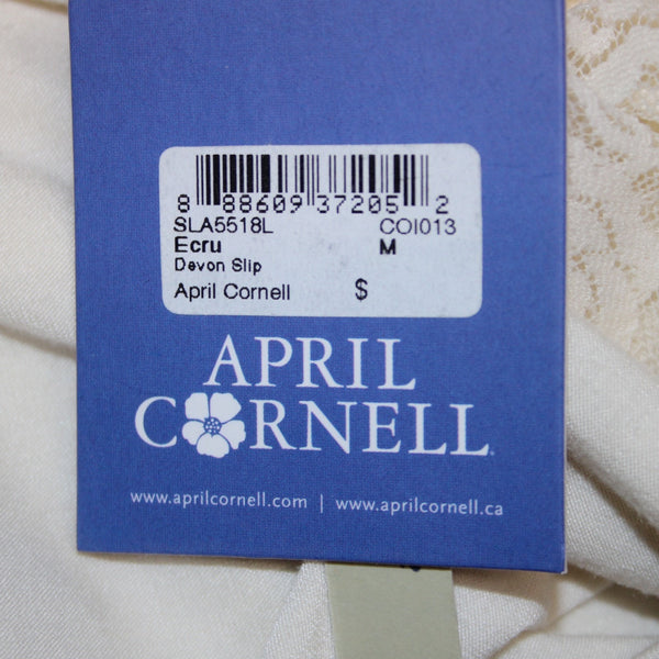 April Cornell Dress NEW Devon Slip Sz M Cream Lace Detail Ruffles Viscose Dress