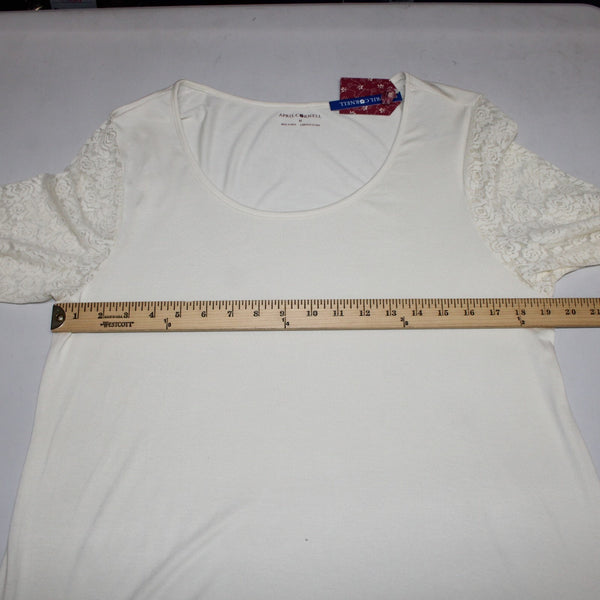 April Cornell Dress NEW Devon Slip Sz M Cream Lace Detail Ruffles Viscose Dress