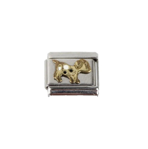 DOG Stainless Steel Gold Enamel Stretch Chain Link Italian Charm
