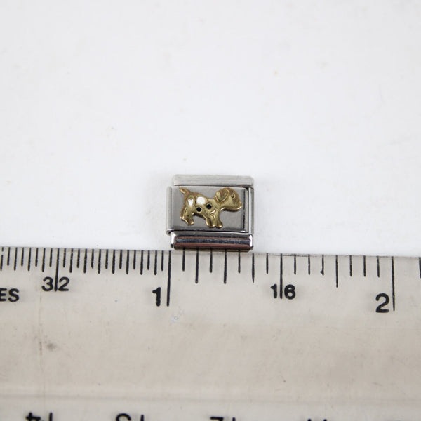 DOG Stainless Steel Gold Enamel Stretch Chain Link Italian Charm