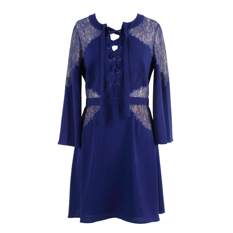 BCBG ULYANA NEW $468 Sz 6 Deep Royal Blue Lace Mesh Inserts Dress