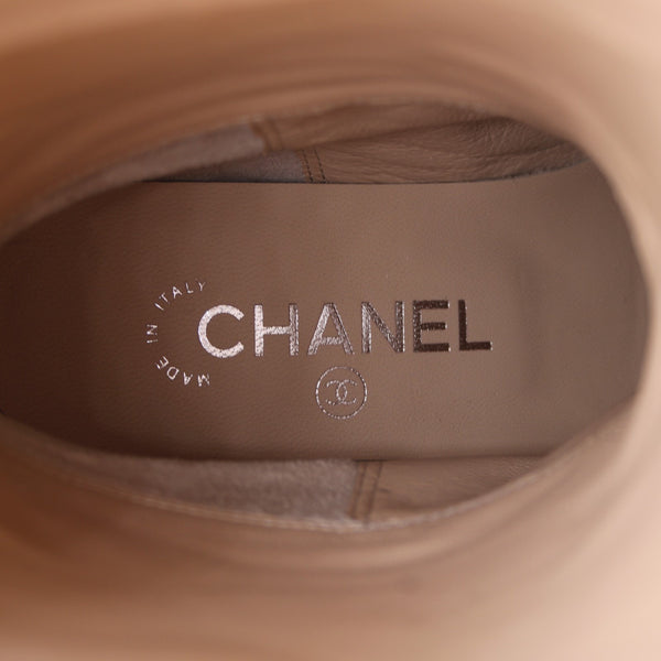 Chanel Boots NEW Bottes Sz 36.5 Black Brown Pull On Leather Calf Boots