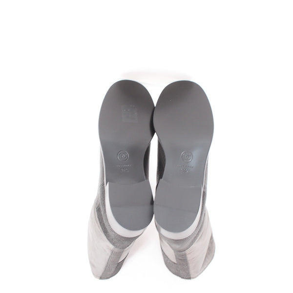 Chanel Boots NEW Bottes Sz 36.5 Black Brown Pull On Leather Calf Boots