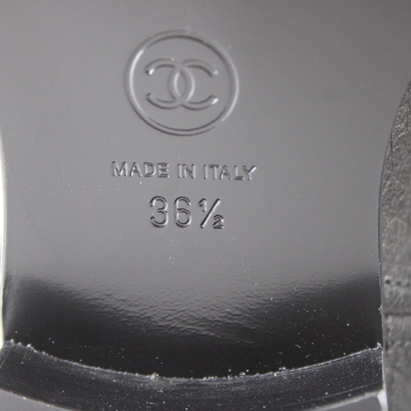 Chanel Boots NEW Bottes Sz 36.5 Black Brown Pull On Leather Calf Boots