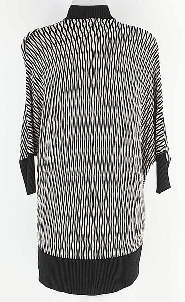 Fate Sz L Black Tan Dolman Sleeve Open Front Stripe Modal Cotton Cardigan