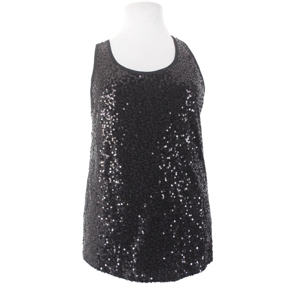 Lane Bryant Top NEW $40 Sz 14 Black Sequin Sleeveless Cotton Modal Poly Top