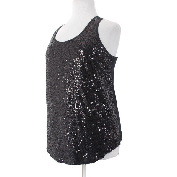 Lane Bryant Top NEW $40 Sz 14 Black Sequin Sleeveless Cotton Modal Poly Top
