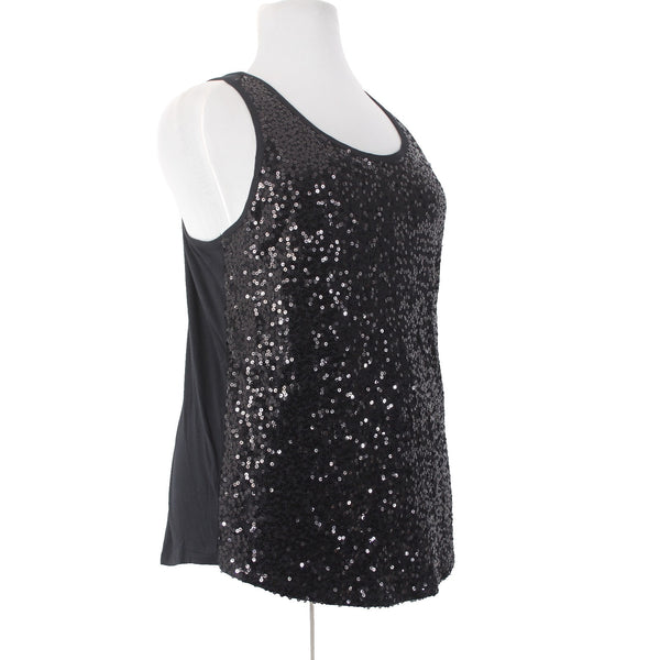 Lane Bryant Top NEW $40 Sz 14 Black Sequin Sleeveless Cotton Modal Poly Top