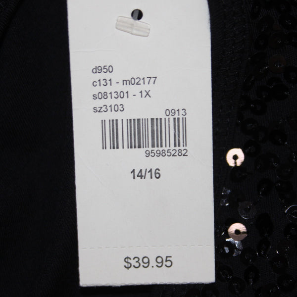 Lane Bryant Top NEW $40 Sz 14 Black Sequin Sleeveless Cotton Modal Poly Top