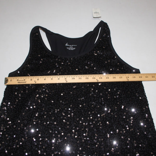 Lane Bryant Top NEW $40 Sz 14 Black Sequin Sleeveless Cotton Modal Poly Top