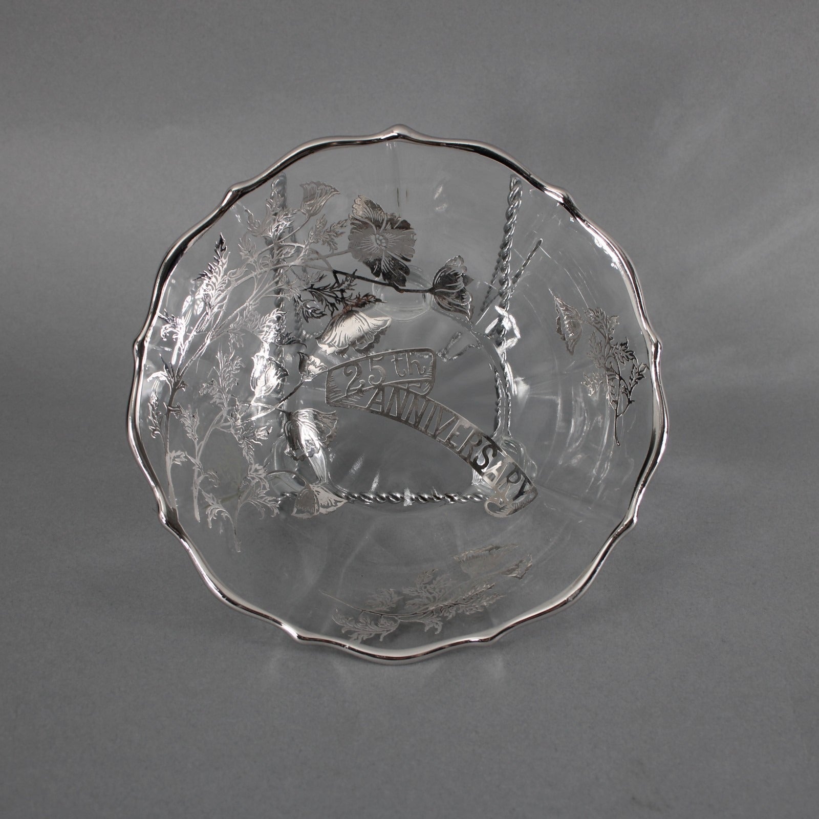 25th Anniversary Bon Bon Bowl Clear Crystal Silver 25th Anniversary Bon Bon Bowl