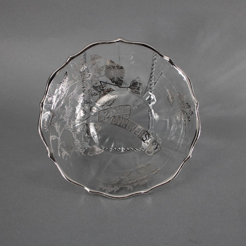 25th Anniversary Bon Bon Bowl Clear Crystal Silver 25th Anniversary Bon Bon Bowl