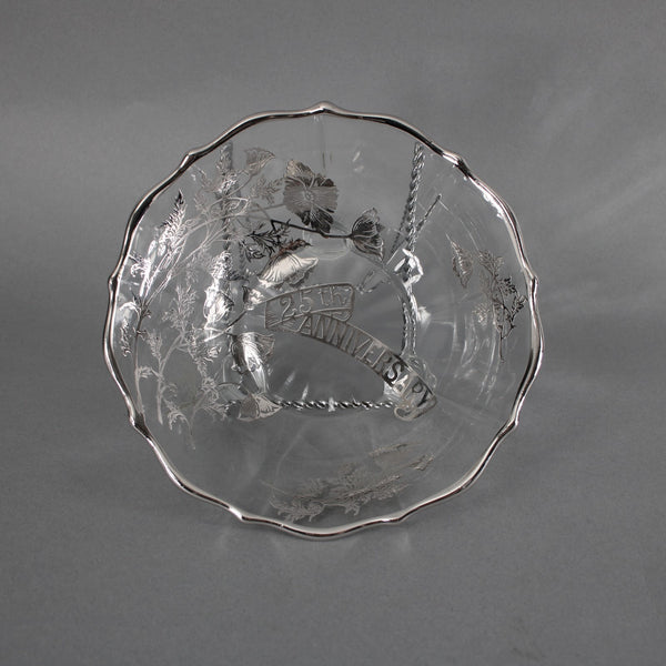 25th Anniversary Bon Bon Bowl Clear Crystal Silver 25th Anniversary Bon Bon Bowl