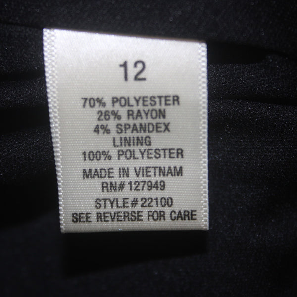 Emma Michele Dress Sz 12 Black Metallic Animal Print V Neck Polyester Rayon
