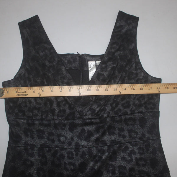 Emma Michele Dress Sz 12 Black Metallic Animal Print V Neck Polyester Rayon