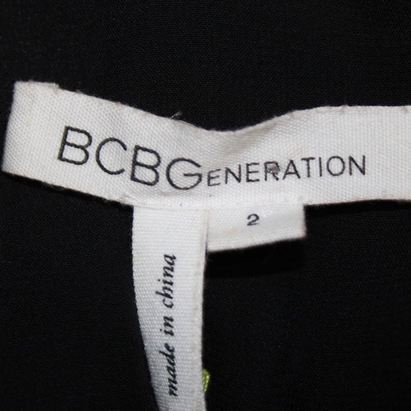 BCBGeneration Dress NEW $138 Sz 2 Black One Shoulder Lined Layered Poly Dress
