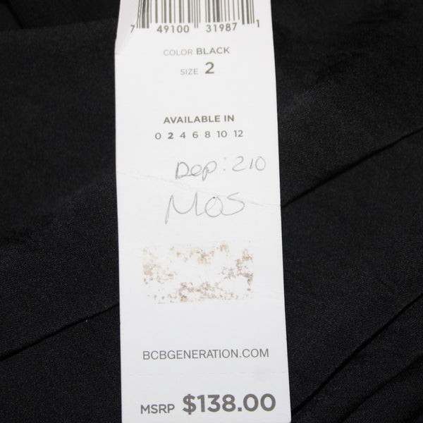 BCBGeneration Dress NEW $138 Sz 2 Black One Shoulder Lined Layered Poly Dress